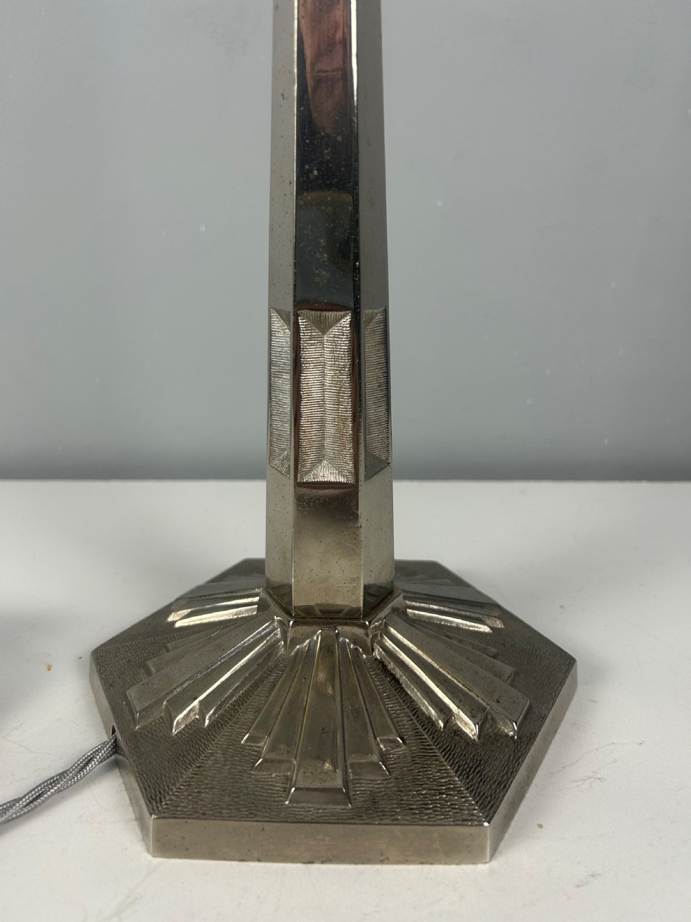 Paris Art Deco Chrome Table Lamp, Rewired  View VIII