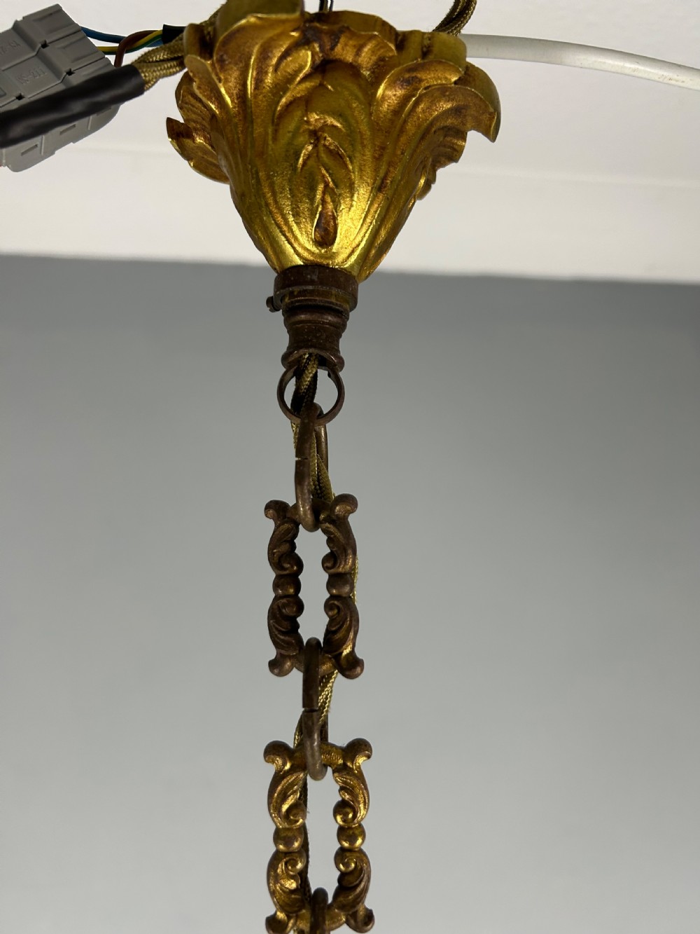 French Gilded & Crystal 4 Light Chandelier View V