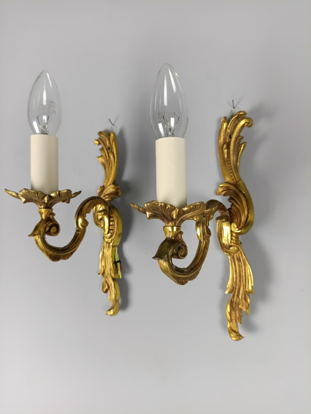 Pair Of French Gilt Brass Single Arm Wall Lights