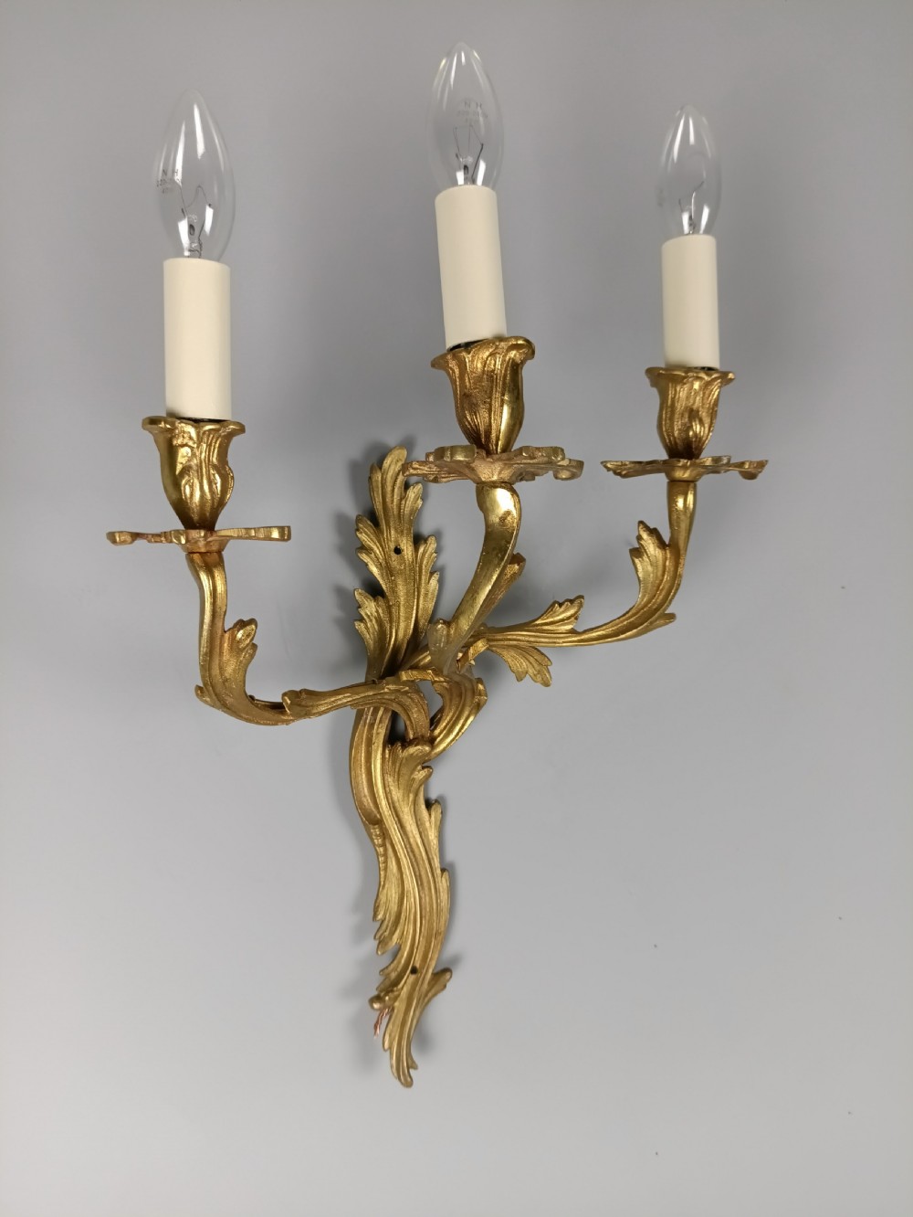 Single French Triple Arm Gilded Brass Wall Light View II