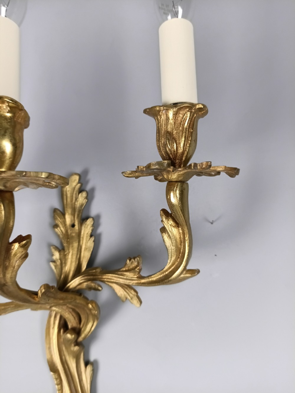 Single French Triple Arm Gilded Brass Wall Light View V