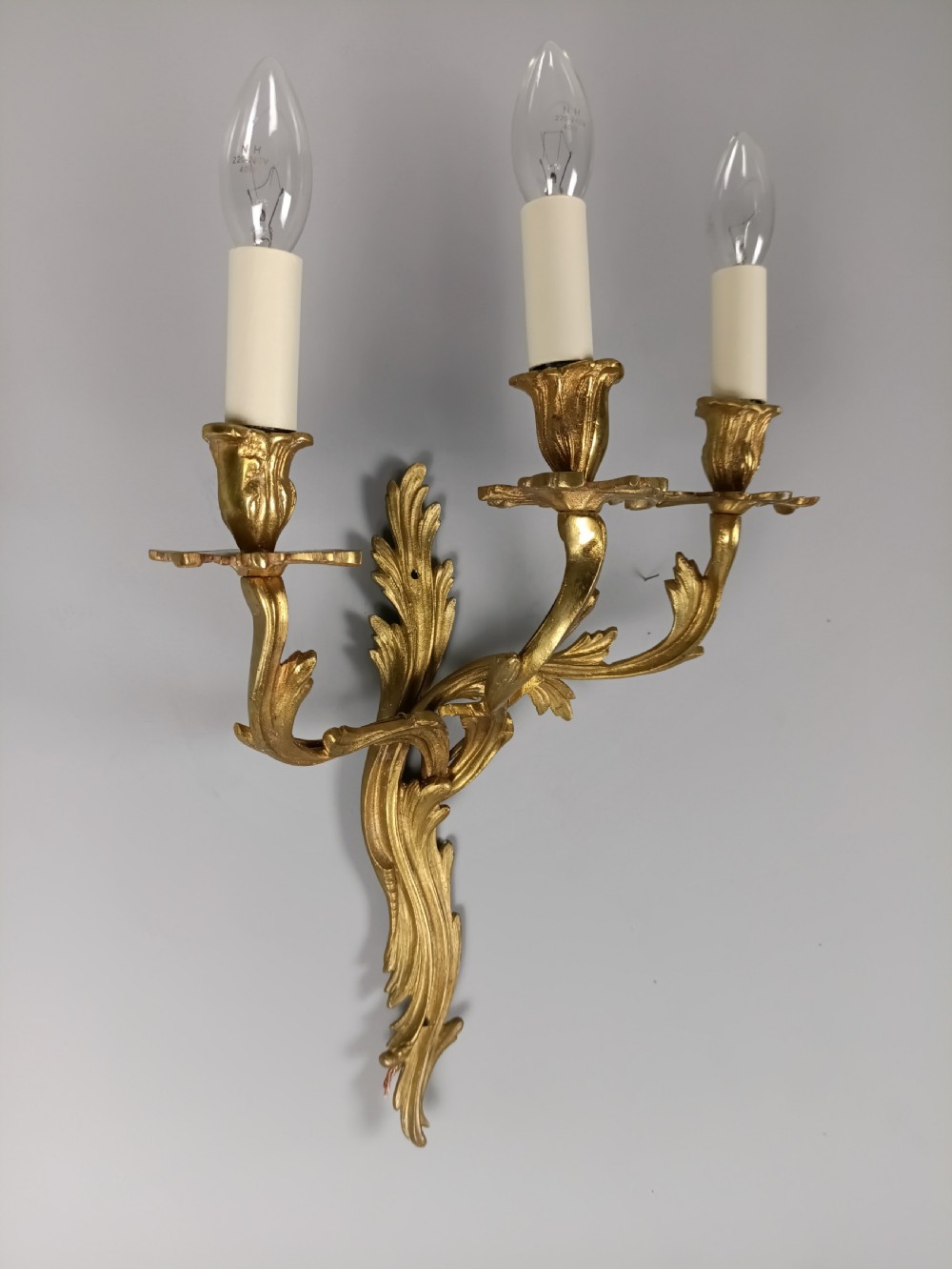 Single French Triple Arm Gilded Brass Wall Light View IX