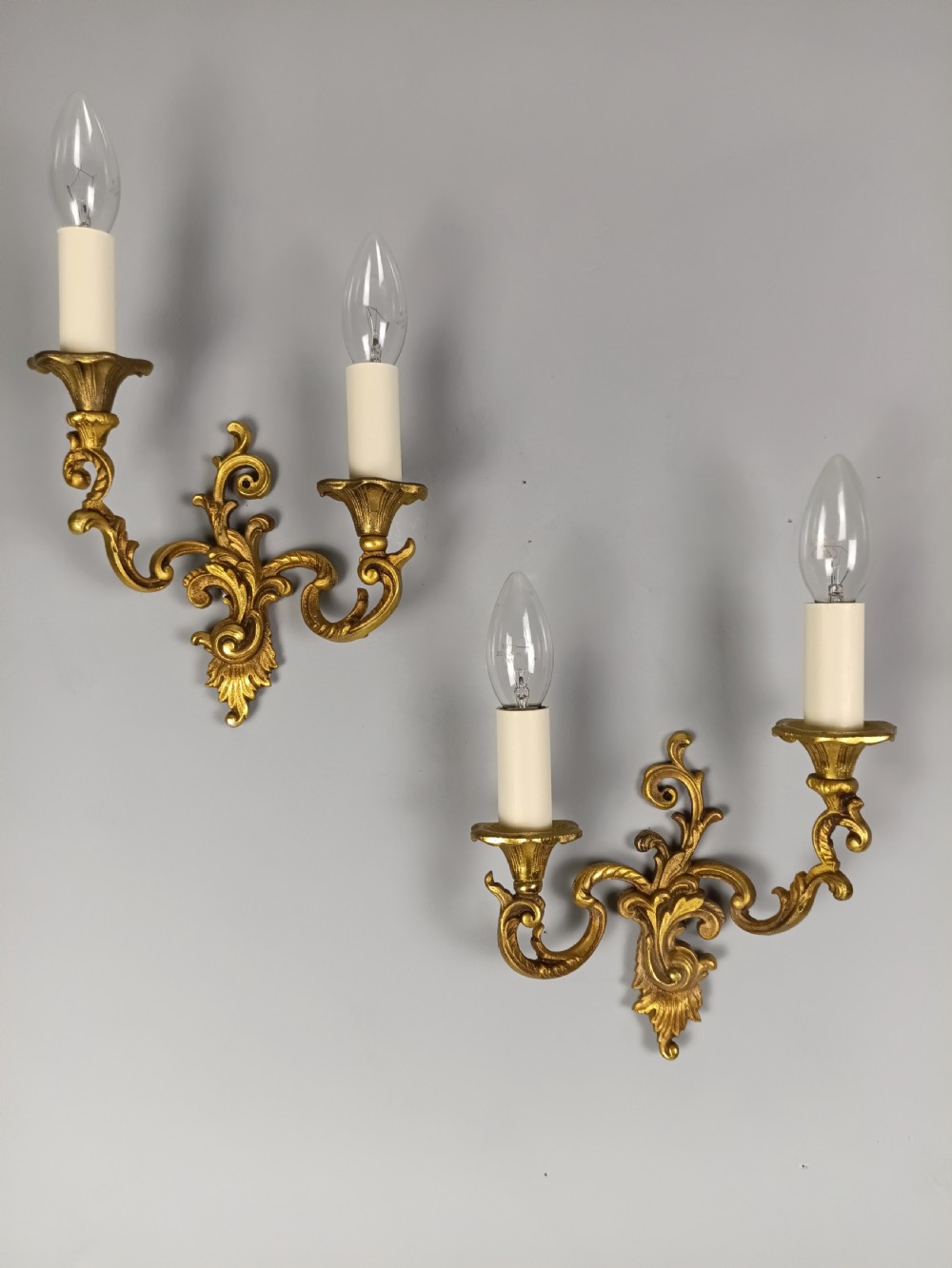 Pair Of French Gilt Brass Wall Lights