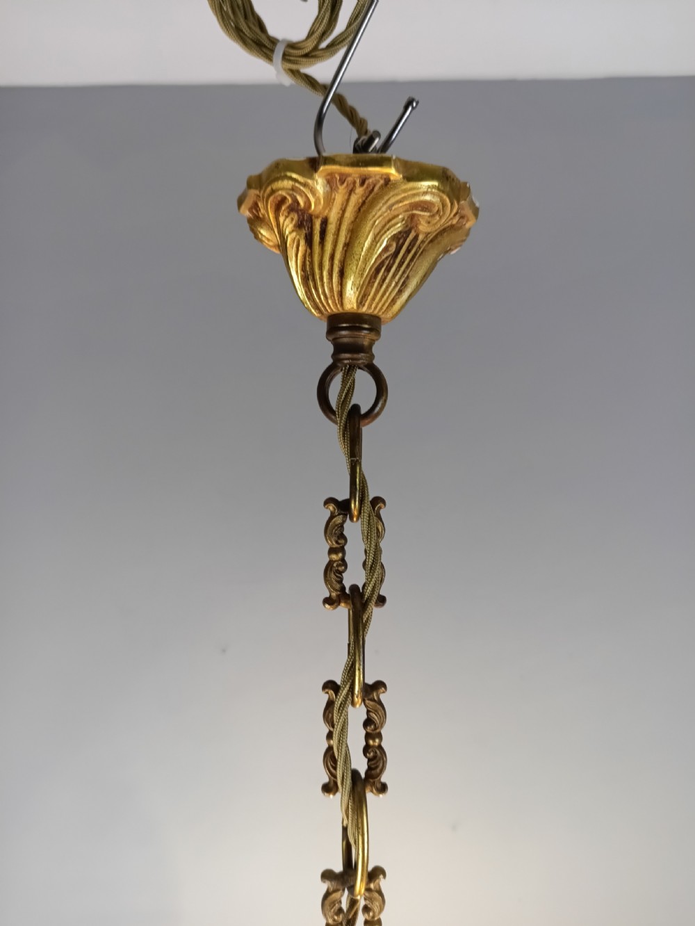 French Gilt Brass 5 Light Chandelier View V