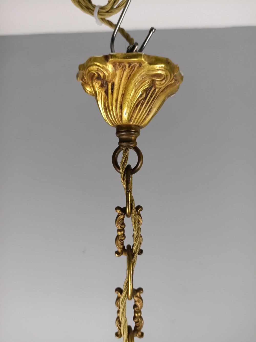 French Gilt Brass 5 Light Chandelier View X