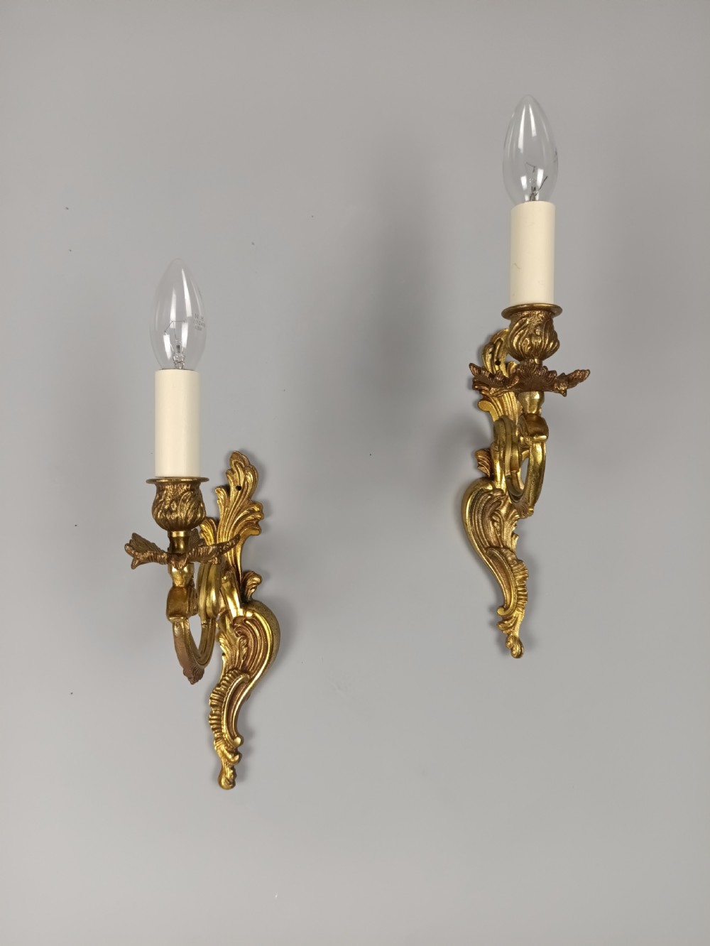 Pair Of French Gilt Brass Single Arm Wall Lights View III