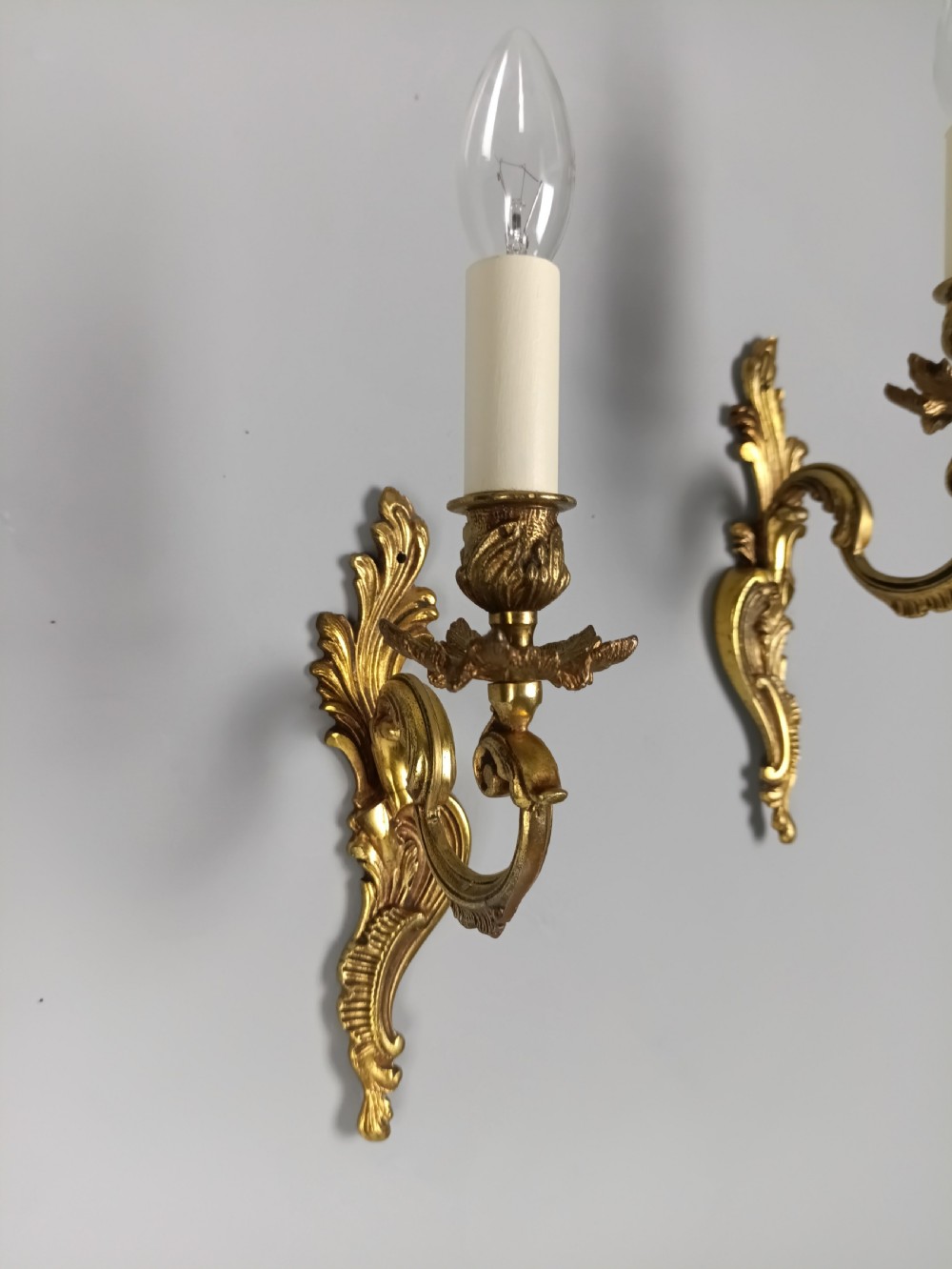 Pair Of French Gilt Brass Single Arm Wall Lights View V
