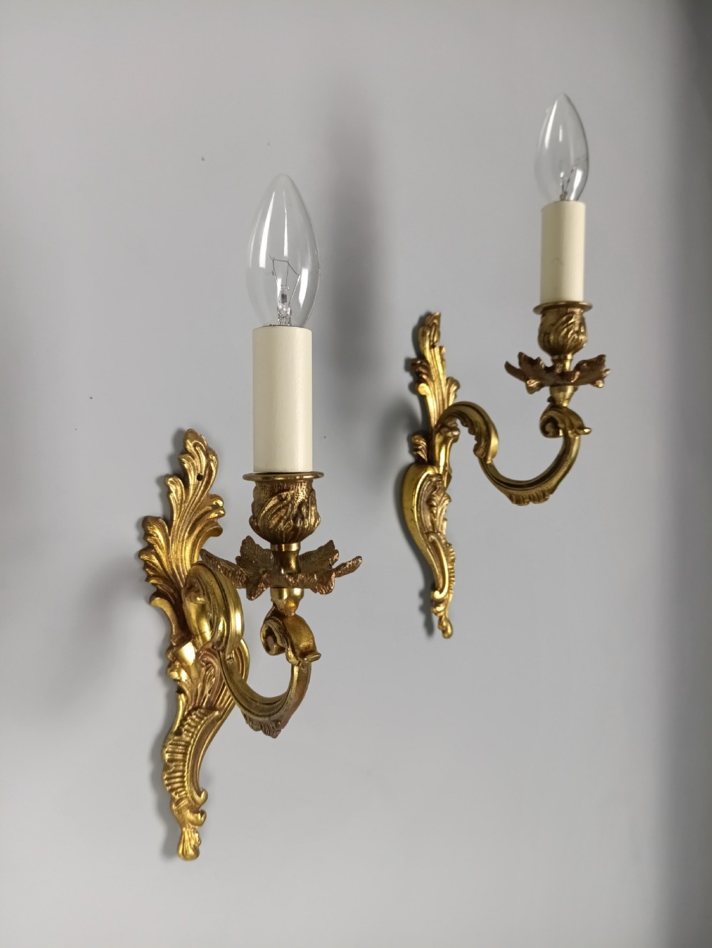 Pair Of French Gilt Brass Single Arm Wall Lights View VI