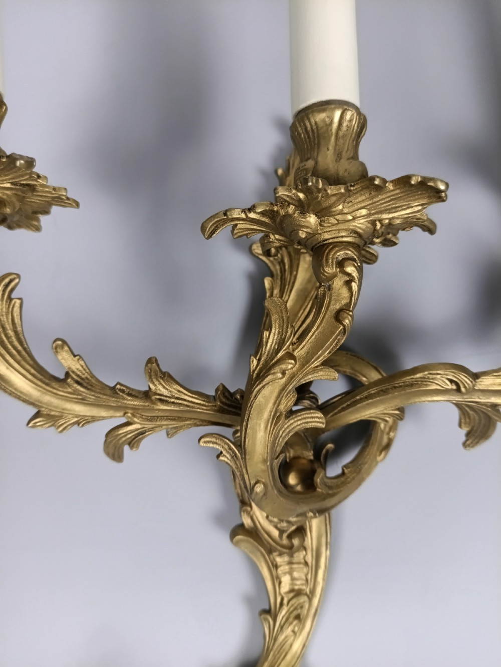 Set of 4 French Triple Arm Gilded Brass Wall Lights View IV