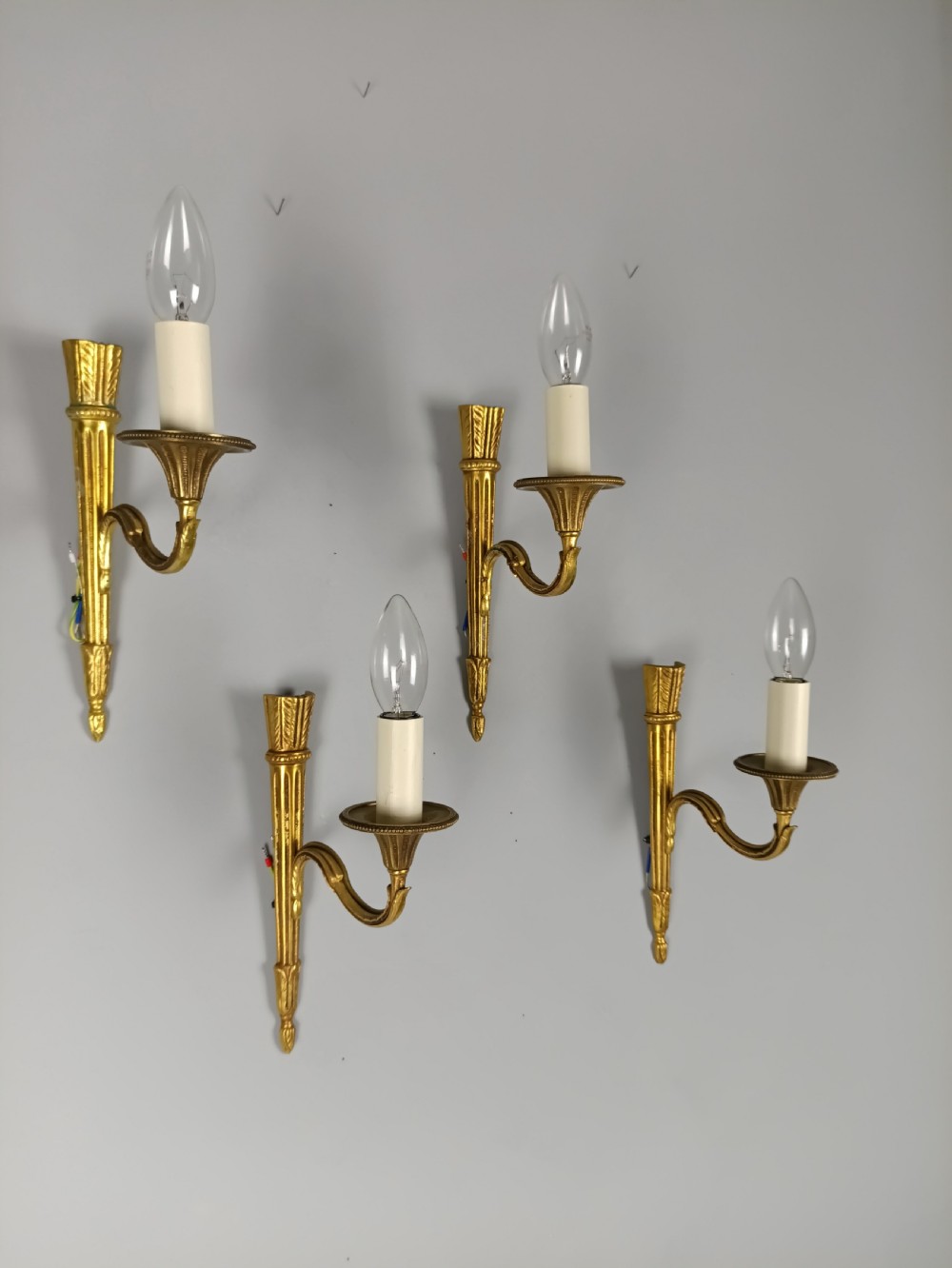 Set of 4 French Gilt Bras Single Arm Wall Lights  View II