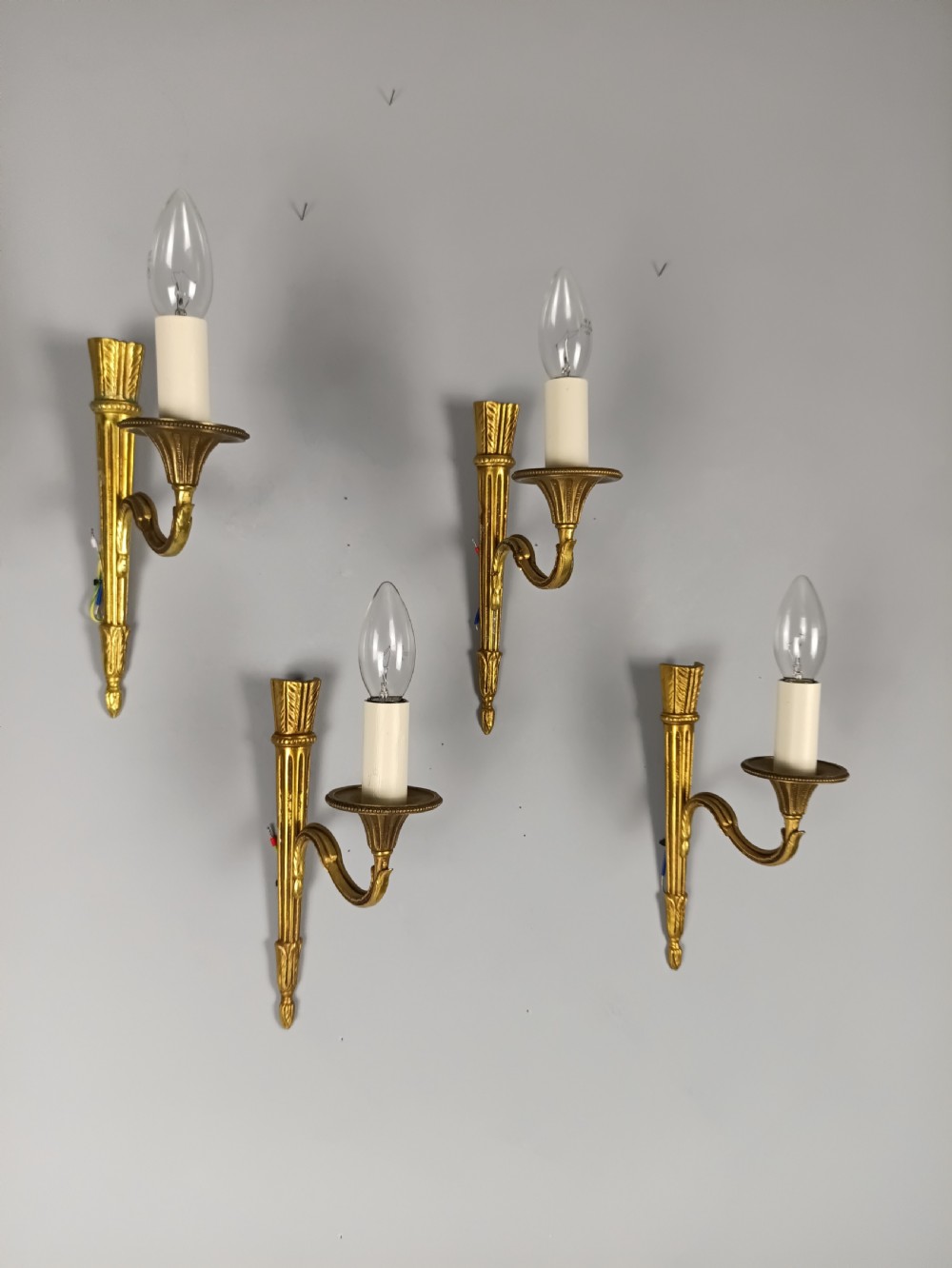 Set of 4 French Gilt Bras Single Arm Wall Lights  View VIII