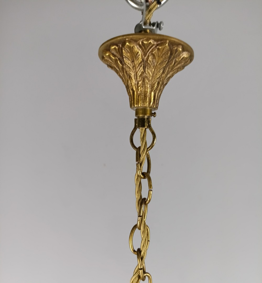 Pair of Triple Arm Crystal Gilt Brass French Chandeliers  View IV