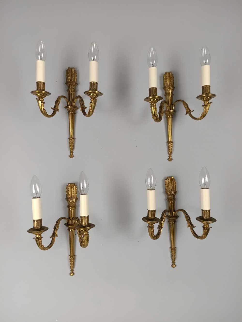 Set Of 4 French Gilded Empire Wall Lights
