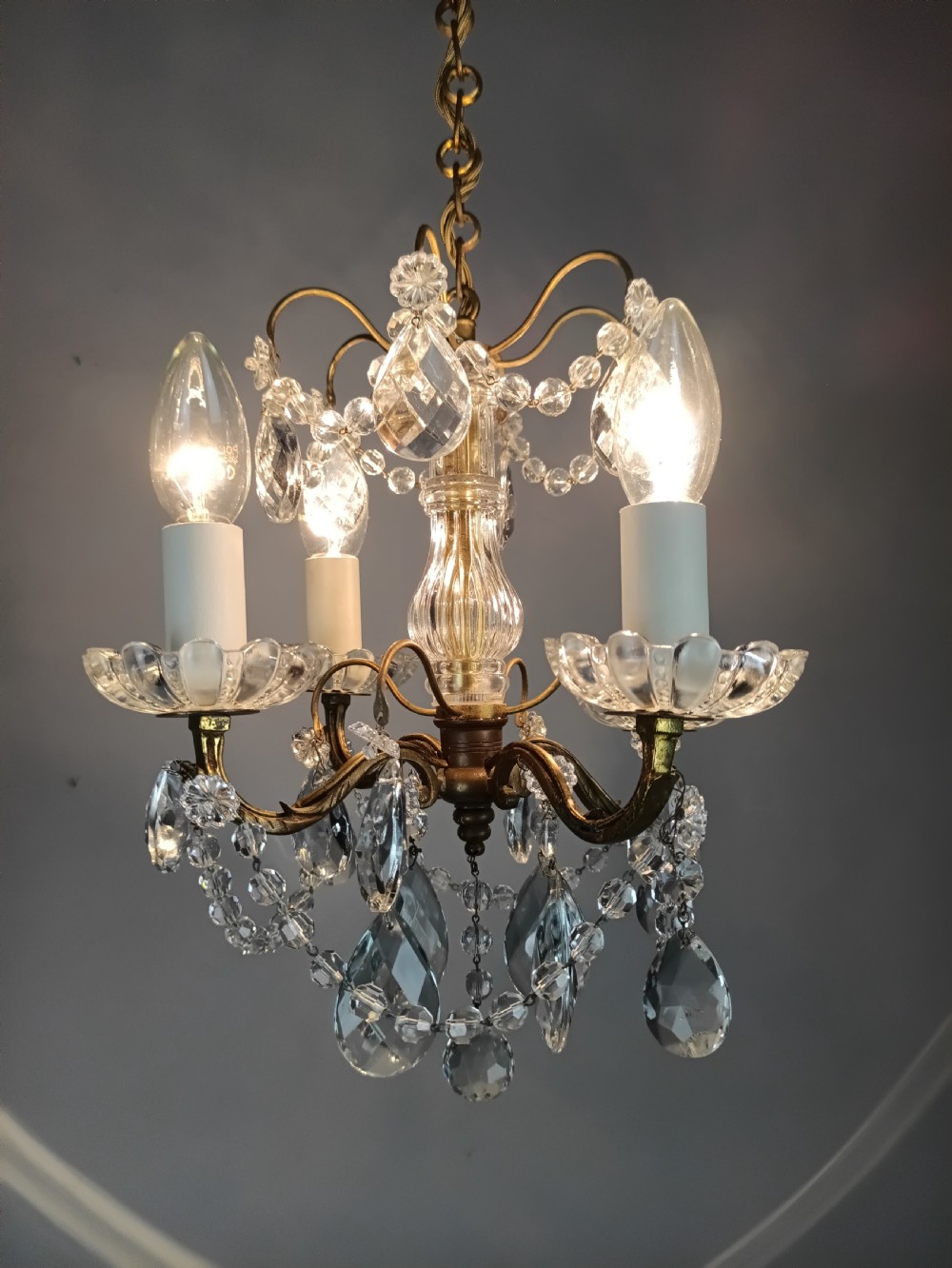 French 4 Light Mini Crystal Chandelier View II