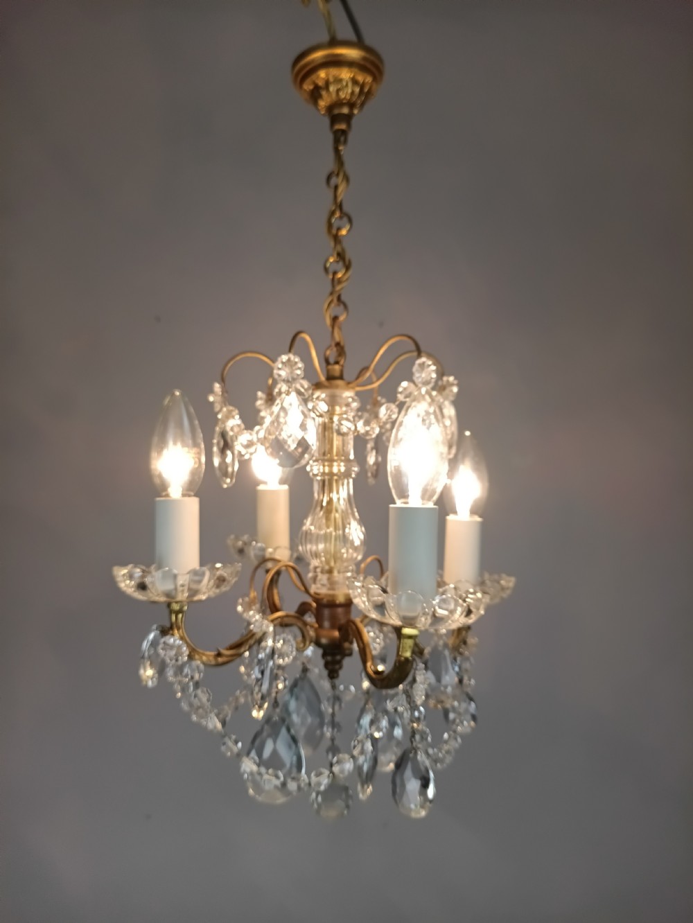 French 4 Light Mini Crystal Chandelier View III