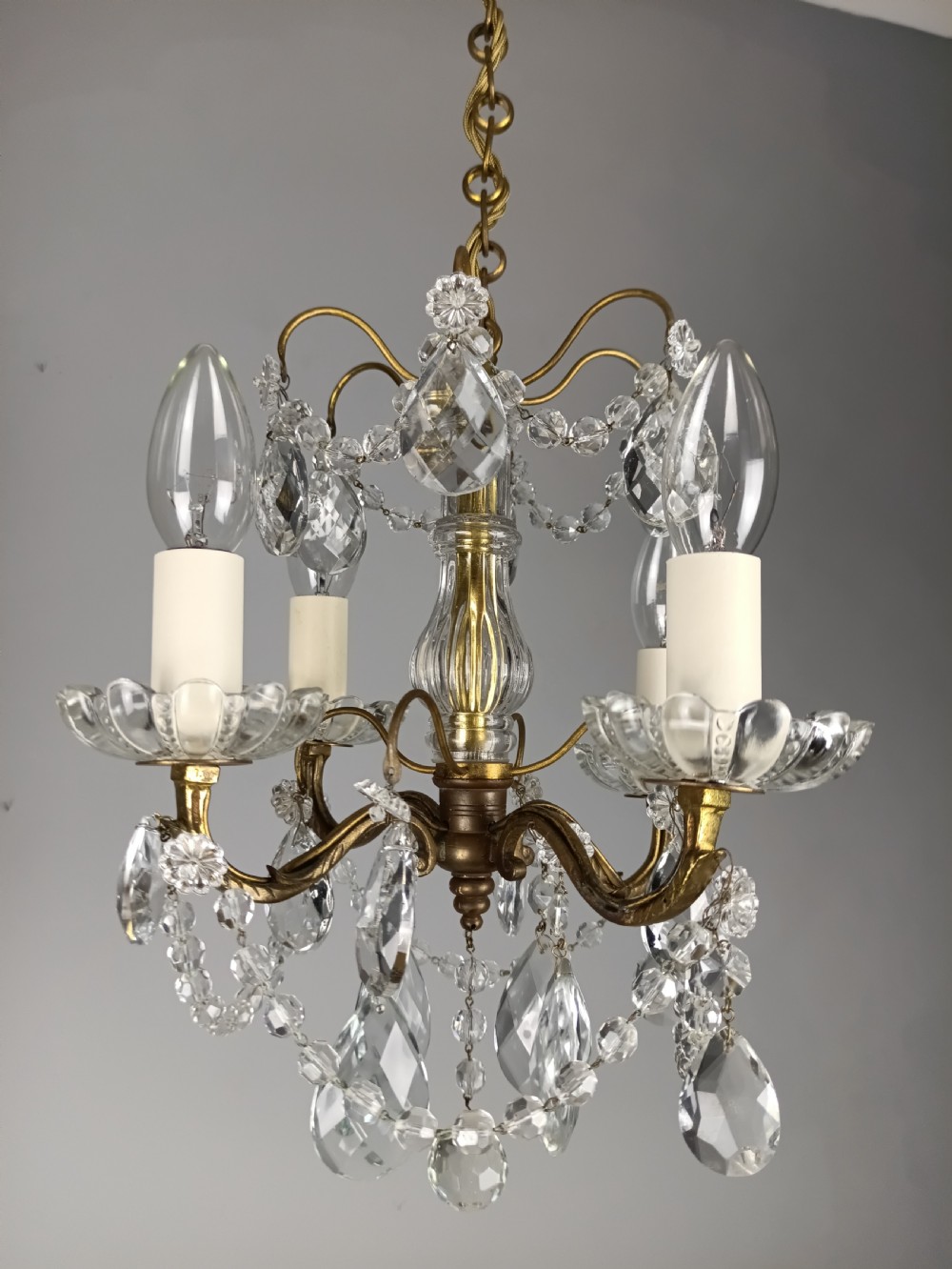French 4 Light Mini Crystal Chandelier View V