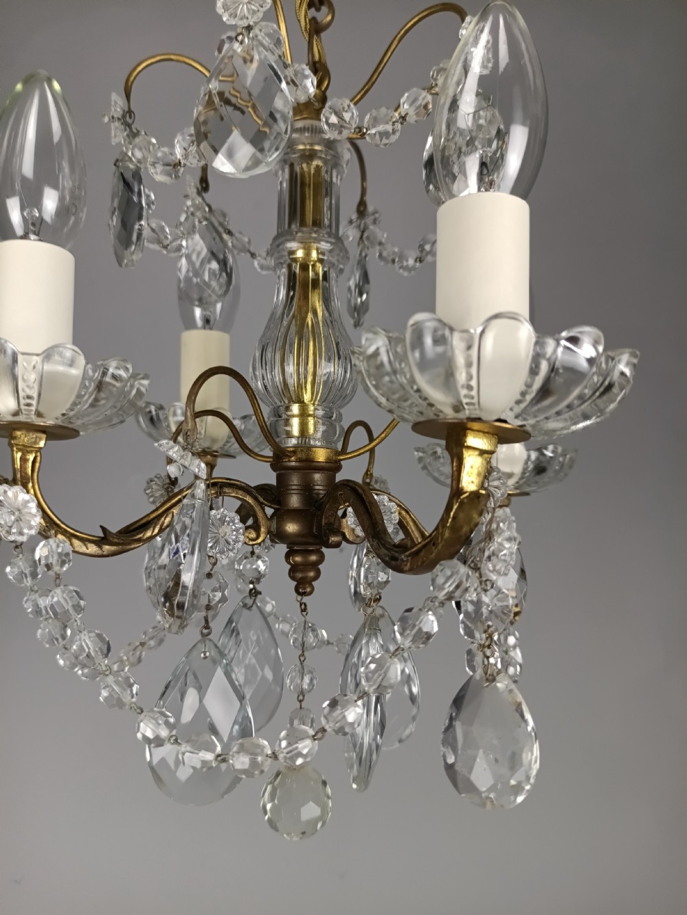 French 4 Light Mini Crystal Chandelier View IX