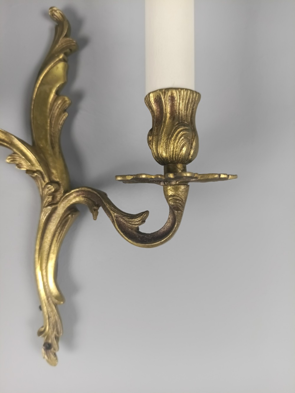 Single French Antique Gilt Brass Twin Arm Wall Light View II