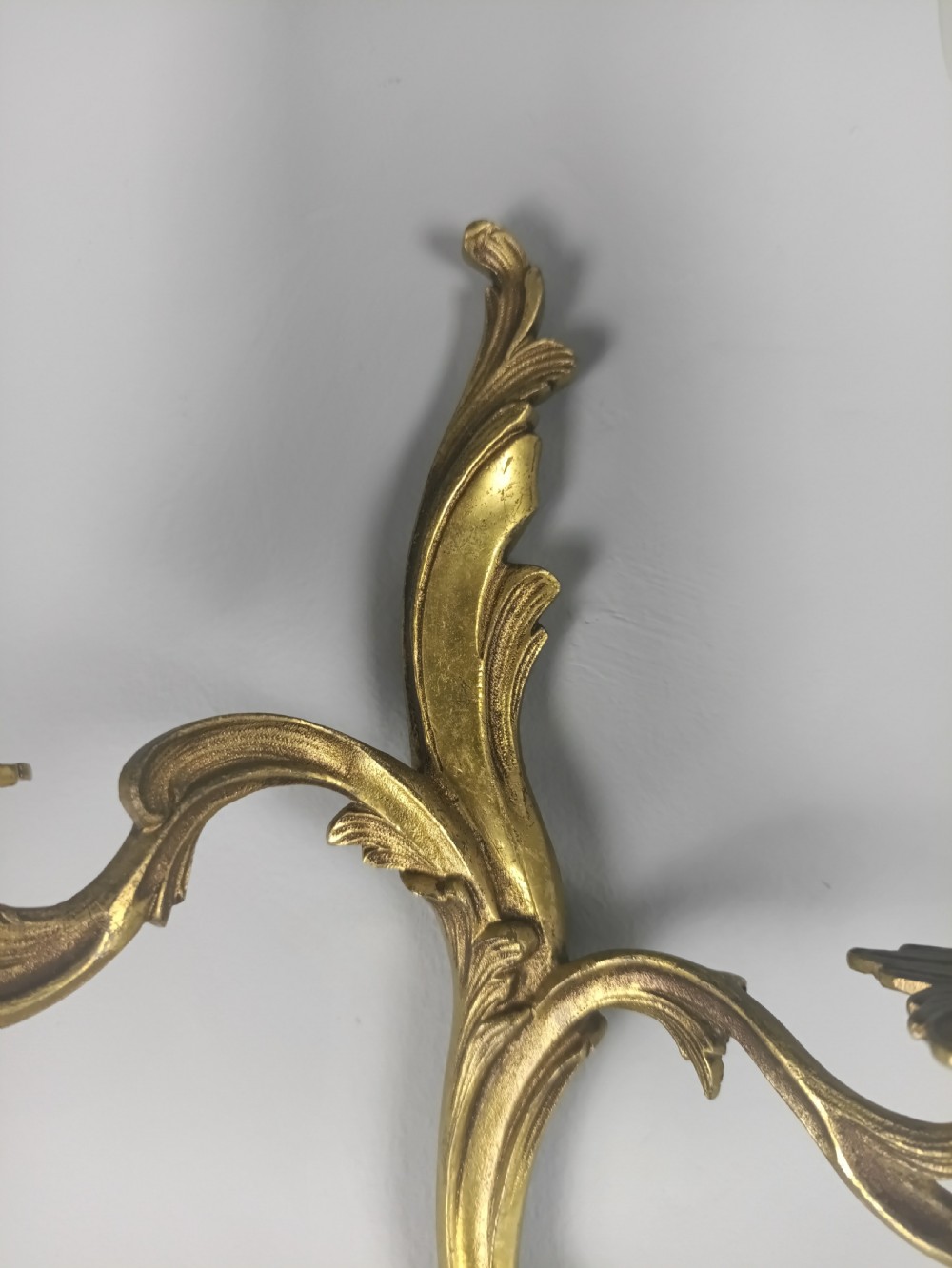 Single French Antique Gilt Brass Twin Arm Wall Light View III