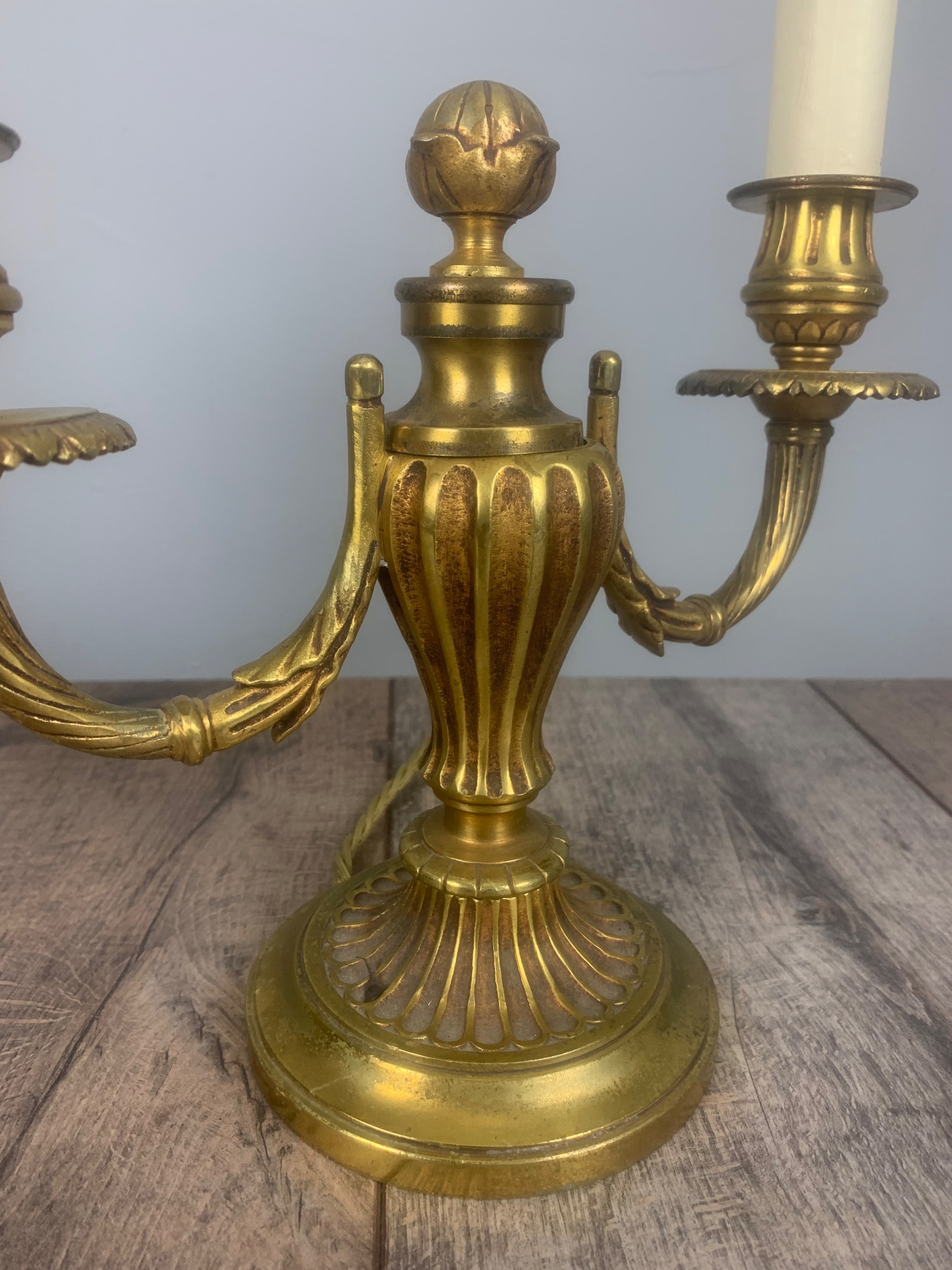 French Bronze Antique Candelabra Table Lamp