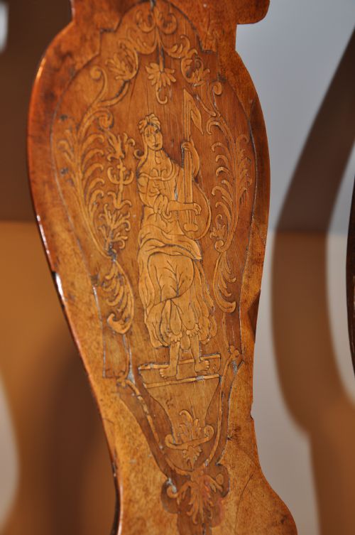PAIR OF WALNUT MARQUETRY CHAIRS - ADDITIONAL PHOTO 1