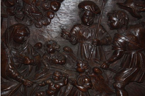 LARGE 16TH CENTURY OAK FLEMISH CARVED PANEL - ADDITIONAL PHOTO 1