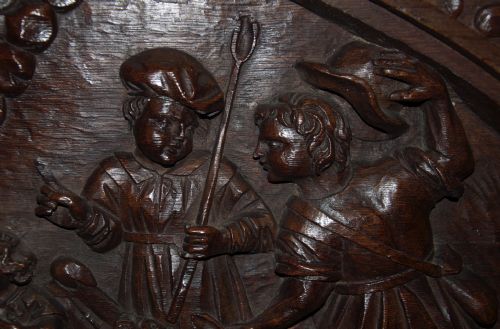 LARGE 16TH CENTURY OAK FLEMISH CARVED PANEL - ADDITIONAL PHOTO 2