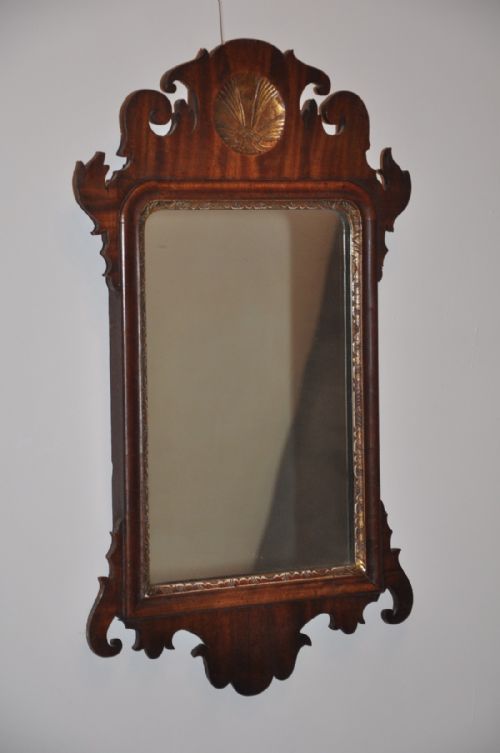 small 18th century mahogany fretwork mirror - CATEGORY: ANTIQUE MIRRORS - DATED 18TH CENTURY