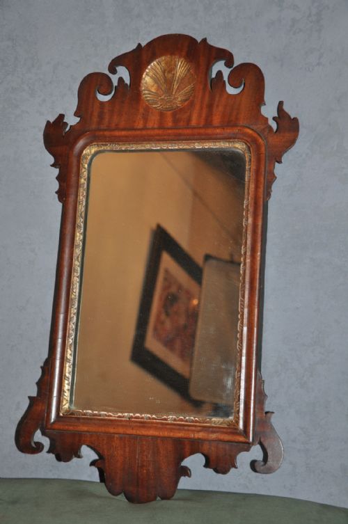 SMALL 18TH CENTURY MAHOGANY FRETWORK MIRROR - ADDITIONAL PHOTO 1