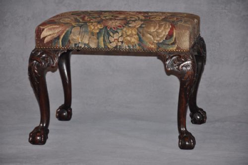 18th century chippendale mahogany footstool - CATEGORY: ANTIQUE STOOLS - DATED 18TH CENTURY