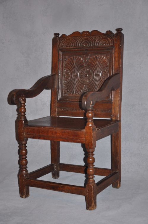 17th century oak wainscot chair - CATEGORY: ANTIQUE CHAIRS - DATED 17TH CENTURY