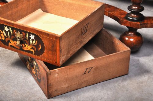CHARLES II OLIVE OYSTERVENEERED AND FLORAL MARQUETRY CABINET ON STAND - ADDITIONAL PHOTO 9