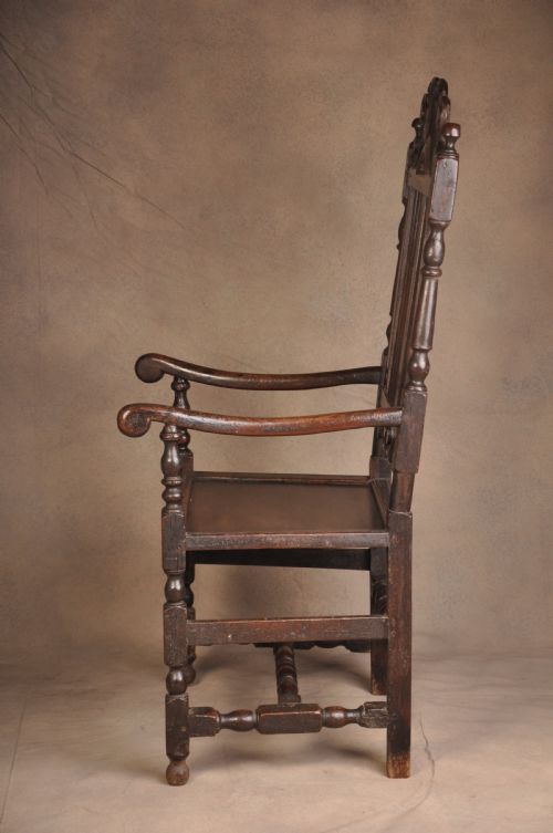 CHARLES II OAK ARM CHAIR - ADDITIONAL PHOTO 5