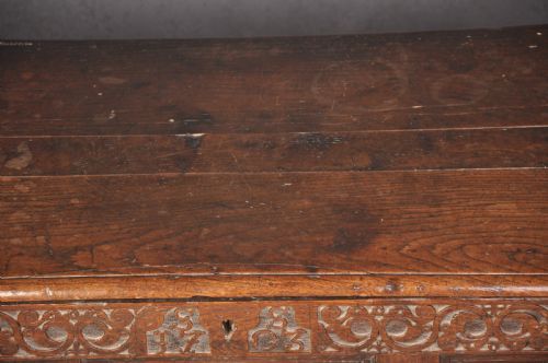 DATED OAK COFFER - ADDITIONAL PHOTO 1