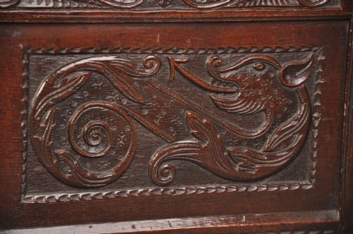 A RARE 17TH CENTURY OAK COFFER - ADDITIONAL PHOTO 1