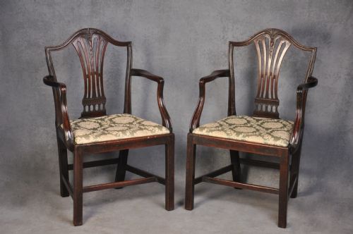 pair of 18th century mahogany hepplewhite armchairs - CATEGORY: ANTIQUE CHAIRS - DATED 18TH CENTURY