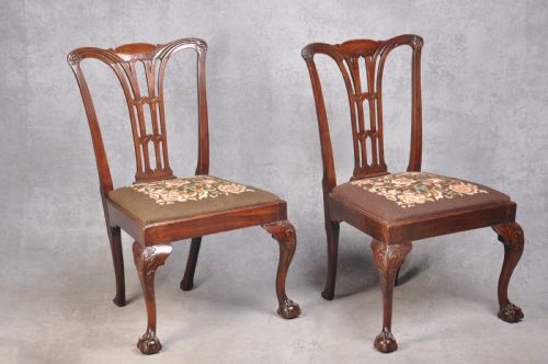 pair of 18th century mahogany chippendale side chairs - CATEGORY: ANTIQUE CHAIRS - DATED 18TH CENTURY