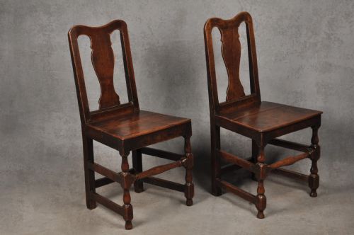 pair of early 18th century oak backstools - CATEGORY: ANTIQUE CHAIRS - DATED 18TH CENTURY