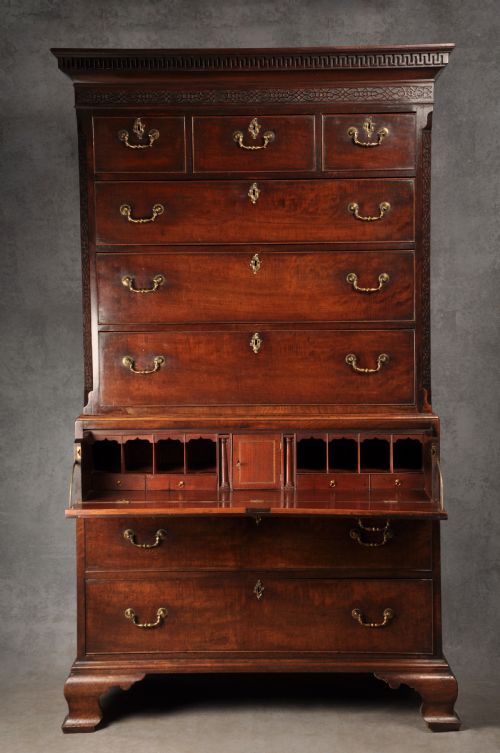 18th century mahogany secretaire tallboy - CATEGORY: ANTIQUE CHEST OF DRAWERS - DATED 18TH CENTURY