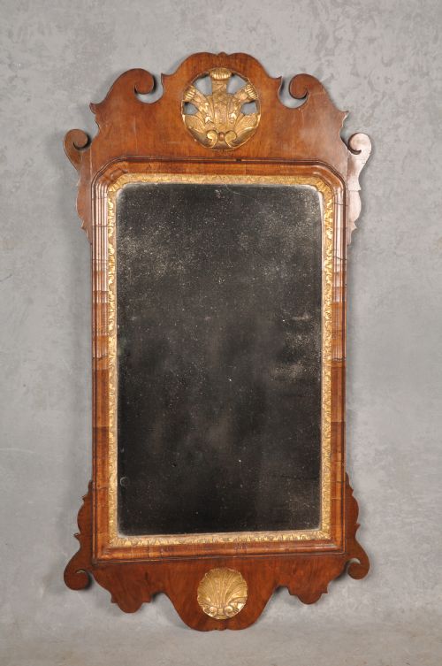 18th century walnut gilt wood mirror - CATEGORY: ANTIQUE MIRRORS - DATED 18TH CENTURY