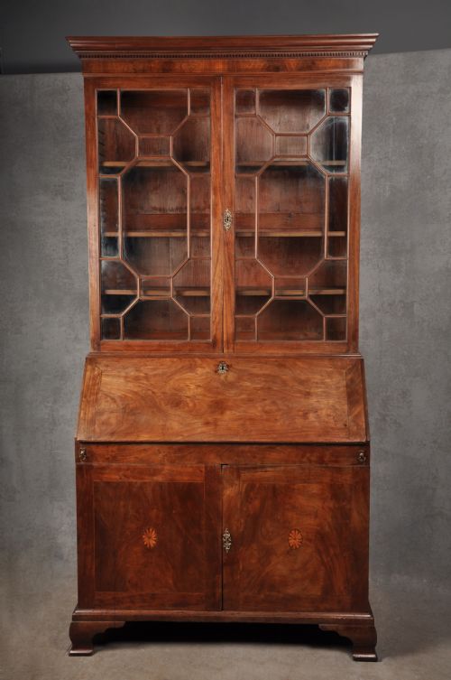 fine 18th century mahogany bureau bookcase - CATEGORY: ANTIQUE BUREAU - DATED 18TH CENTURY