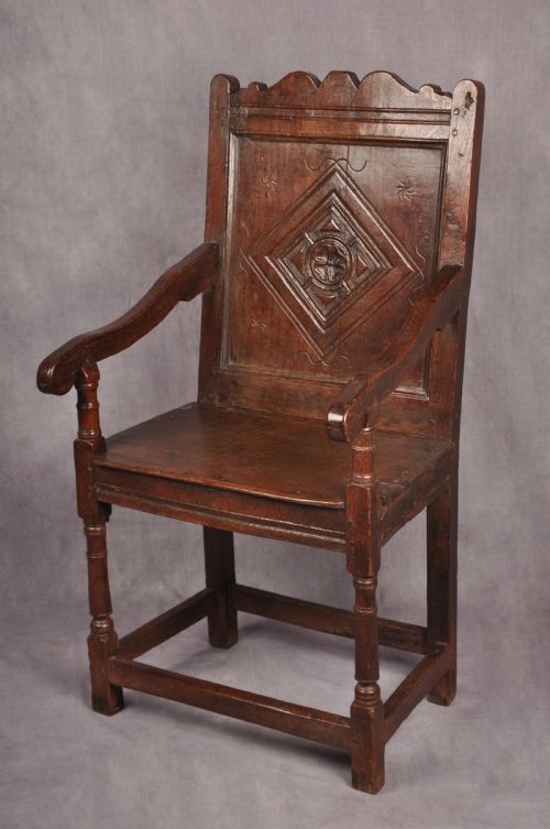 17th century oak wainscot chair - CATEGORY: ANTIQUE CHAIRS - DATED 17TH CENTURY