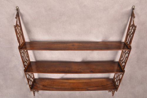 18TH CENTURY PADOUK WOOD CHIPPENDALE HANGING SHELVES - ADDITIONAL PHOTO 2