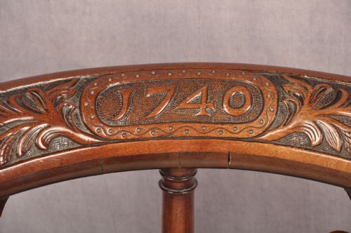 A RARE DATED 18TH CENTURY IRISH MAHOGANY DESK CHAIR - ADDITIONAL PHOTO 10