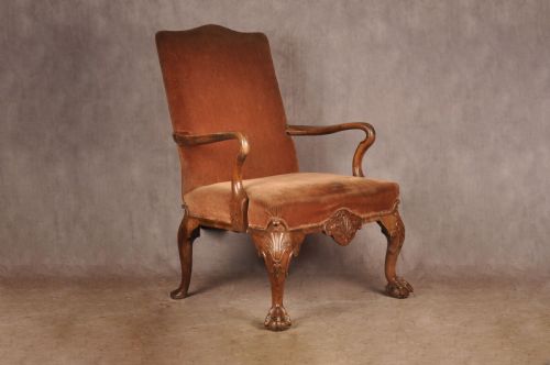A MAGNIFICENT 19TH CENTURY WALNUT LIBRARY ARMCHAIR - ADDITIONAL PHOTO 3