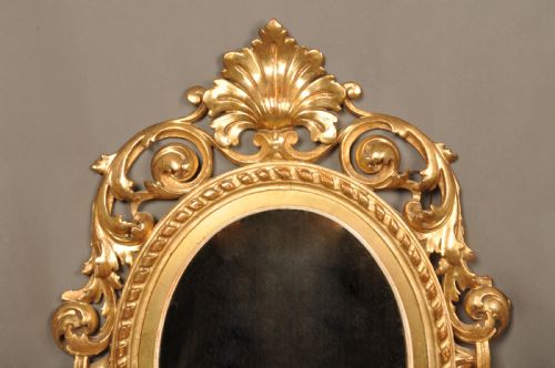 LATE 18TH CENTURY FLORENTINE GILTWOOD OVAL MIRROR - ADDITIONAL PHOTO 1