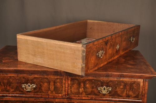 BEAUTIFUL 17TH CENTURY OLIVE OYSTER CHEST OF DRAWERS - ADDITIONAL PHOTO 6