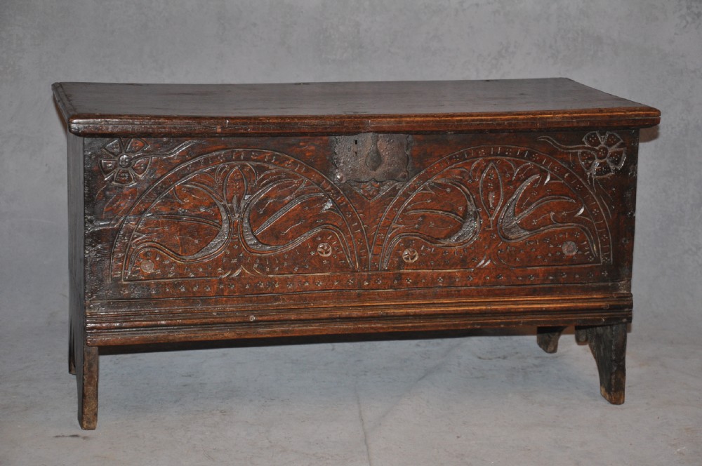 17th Century Oak Coffer Of Small  Proportions
