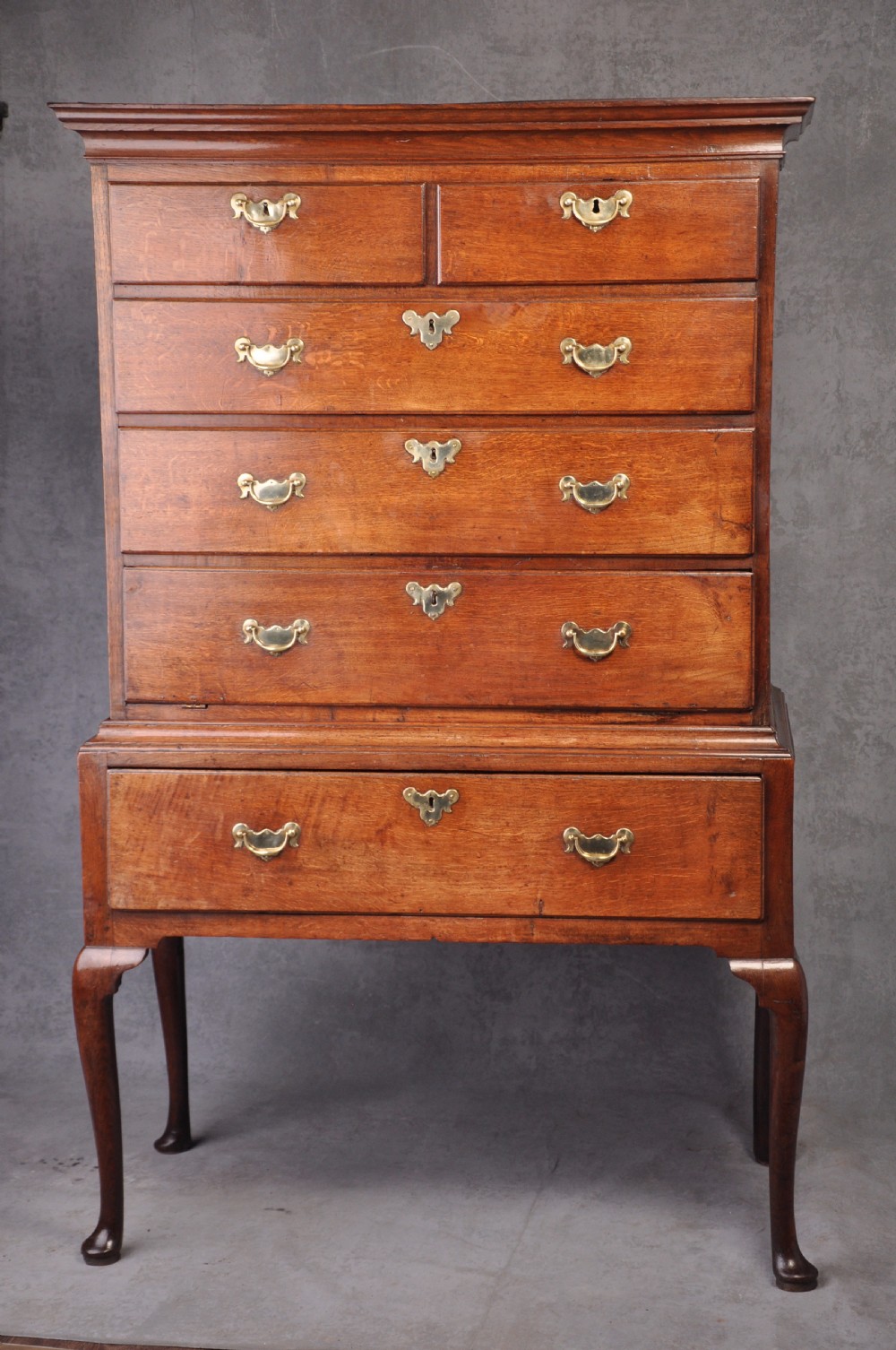 Fine 18th Century Oak Secretaire Chest On Stand
