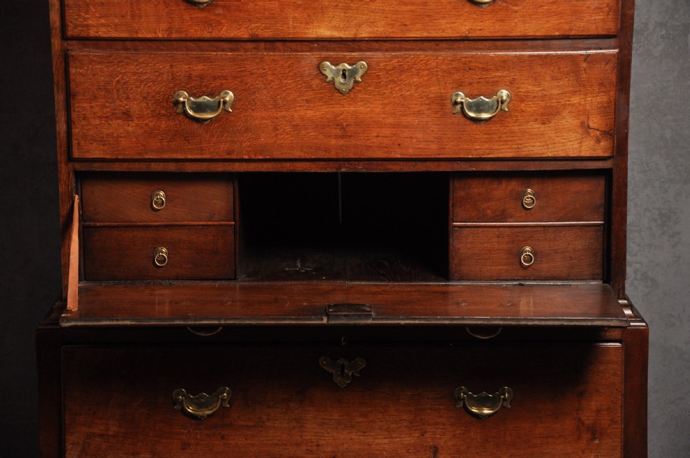 Fine 18th Century Oak Secretaire Chest On Stand View II